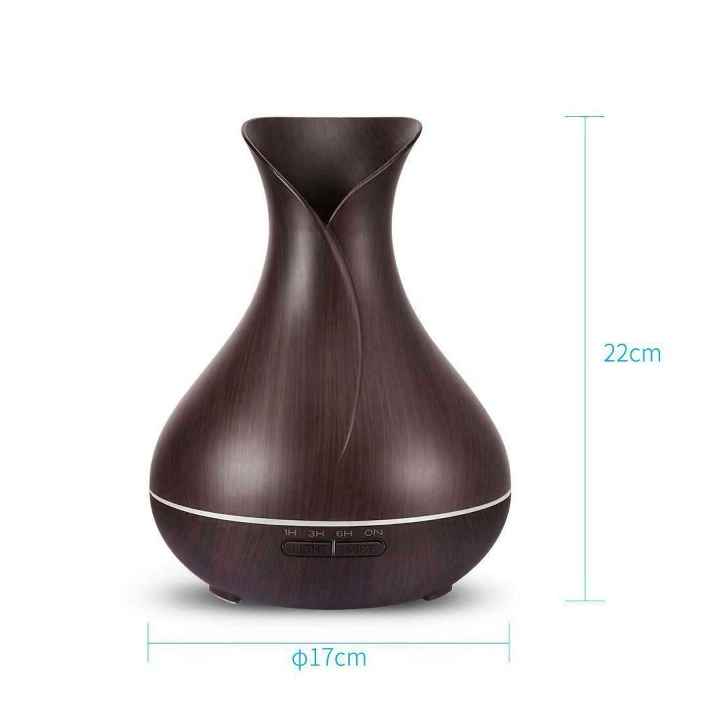 Essential Oil Aroma Diffuser Remote 400ml Tulip Dark Wood Ultrasonic Humidifier