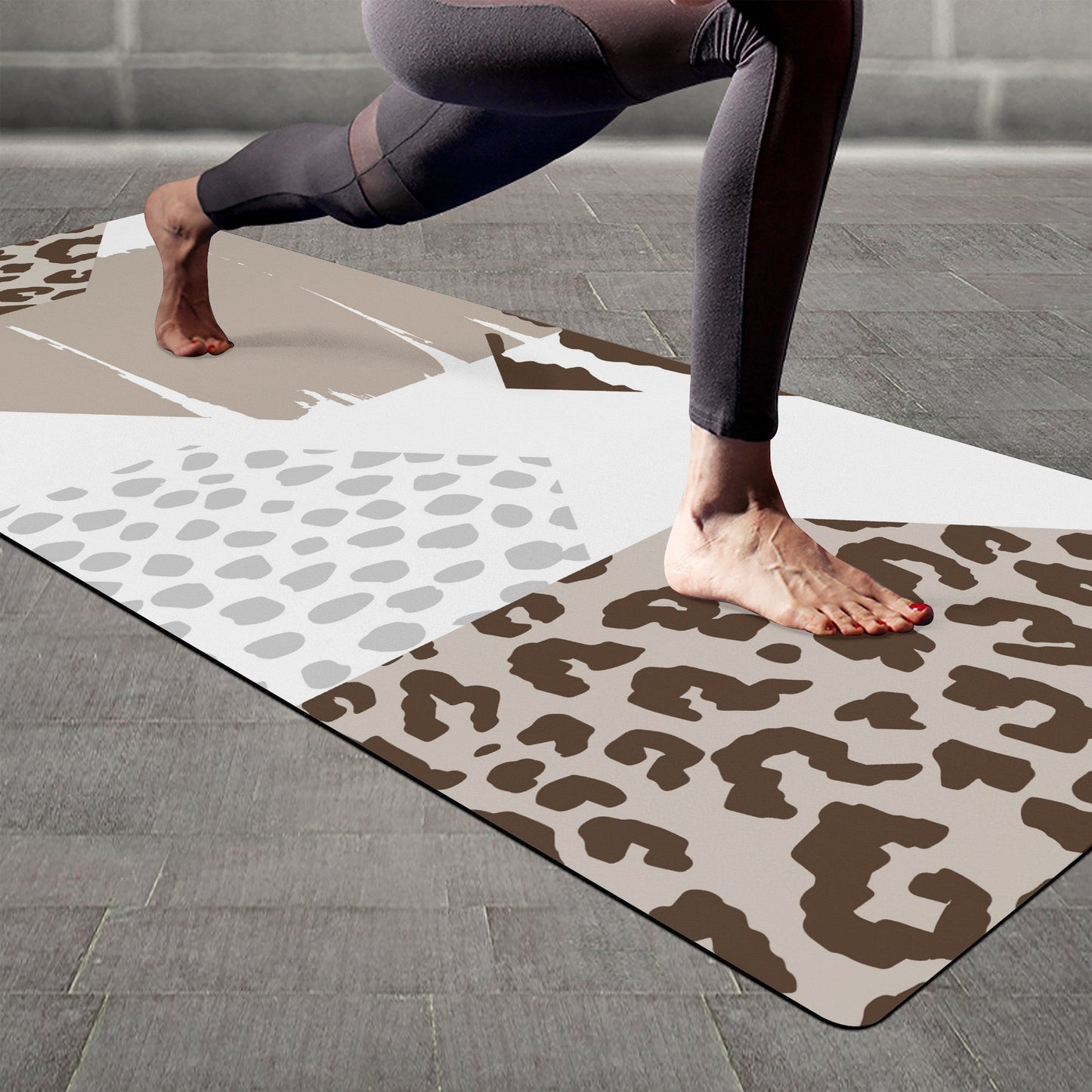 Yoga Mat / Taupe Brown Geometric Fitness Mat